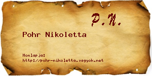 Pohr Nikoletta névjegykártya